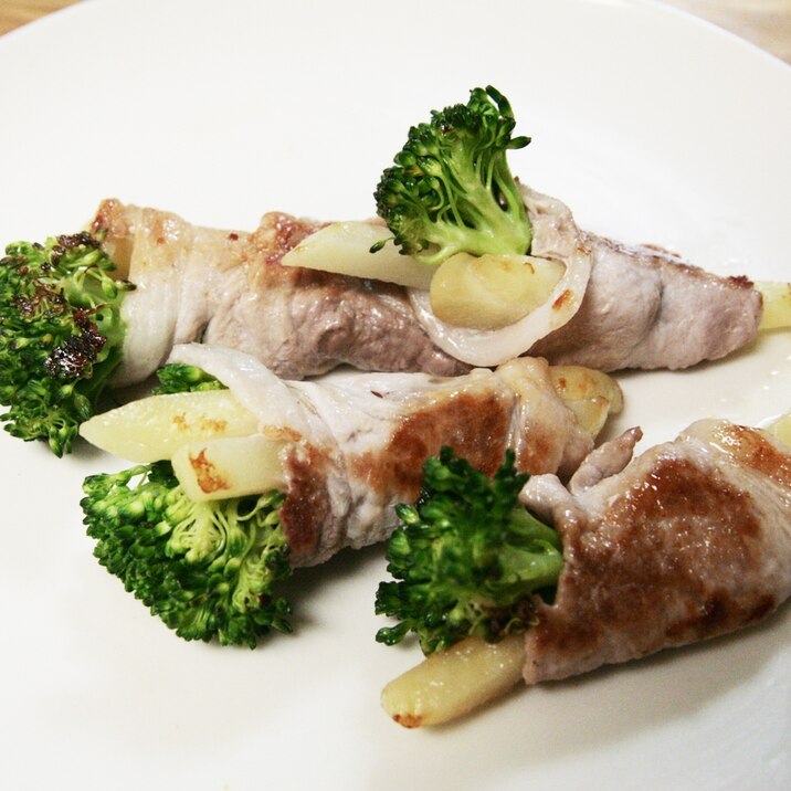 ブロッコリーとポテトの肉巻きソテー